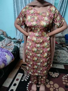 Floral Silk Suit And Patila Salwar