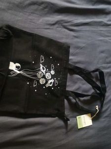 Black Tote Bag with Space Astronaut Design