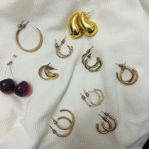 Assorted Gold-Tone Hoop Earrings Set