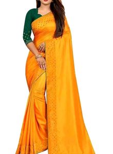 Elegant Yellow Saree with Embellished Border