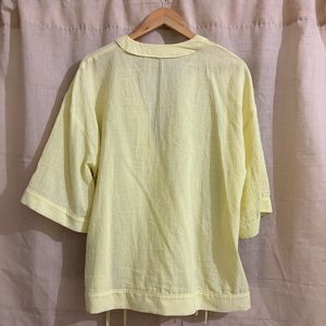 Light Yellow Striped Wrap Top