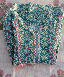 Beautiful Teal Floral Print Kurta