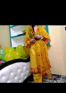 Yellow Embroidered Kurta Set with Dupatta