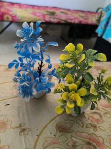 Artificial Blue &amp; Yellow Plants Set