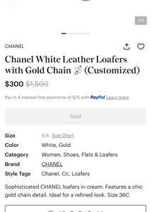 Chanel White Leather Chain Loafers