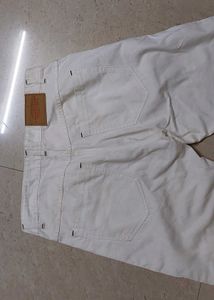 Beautiful White Cotton Denim Style Pant