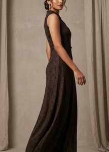 Chocolate Brown Shimmer Sleeveless Maxi Gown