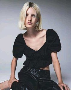 H&amp;M Puff sleeve poplin top