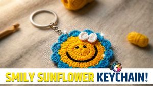 2Pc Smily Sunflower Crochet Keychain
