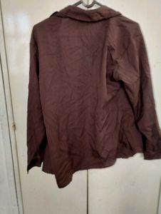 Brown Long Sleeve Button-Up Shirt