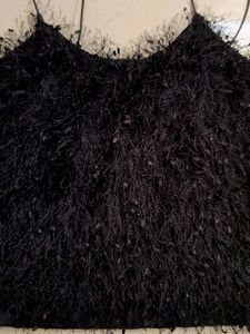 Black Fuzzy Crop Top