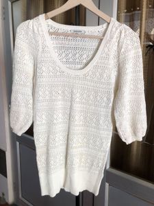 Cream Textured Knit Top☁️🎗️