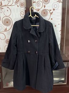 Chic Double-Breasted Black Coat