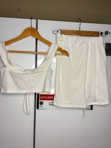Co-ord ribbed White Two-Piece Set