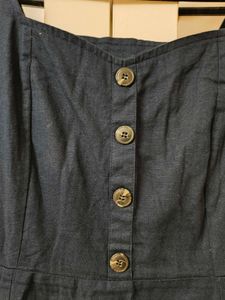 Navy Blue Button detain cute Dress