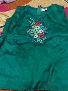 Elegant Green girls shrug dhoti top Set