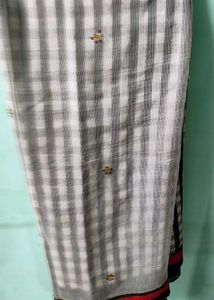 Elegant Black &amp; White Checkered Saree