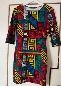 Vibrant Geometric Print Sheath Dress