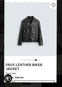 Zara Black Faux Leather Biker Jacket