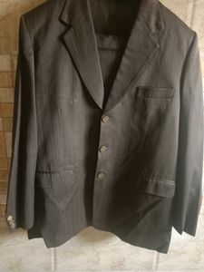 Striped Suit (coat& Pent) Blazer, Dark Brown Color