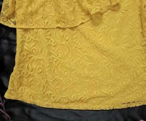 Mustard Lace Off-Shoulder Top