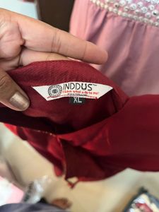 Maroon Embroidered Kurta without pant