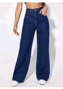 High-Waisted Wide Leg Denim Jeans