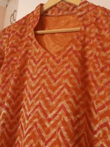 Orange Chevron Print Kurta