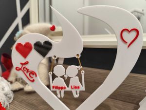 Heart Couple Showpiece 3d Printed