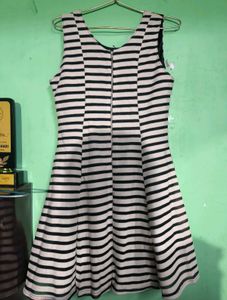 Striped Sleeveless Fit &amp; Flare Dress