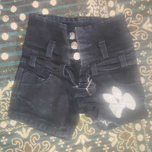 Girls High Waisted Denim Shorts