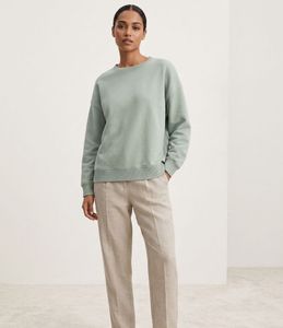 Zara Sage Green Relaxed Fit Crewneck Sweatshirt -