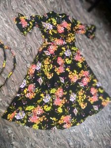 Flowy Floral Print Midi Dress