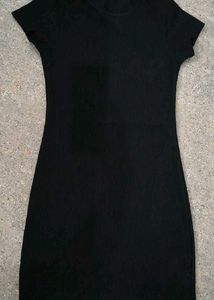 Tokyo Talkies Black Textured Bodycon Dress
