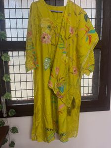 Vibrant Yellow Floral Kurta Set