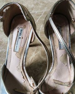 Silver Stiletto Heels with Ankle Strap