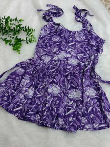 Purple Floral Tie-Strap Top
