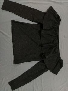 H&amp;M glitter off shoulder top