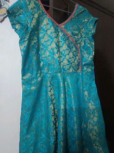 Teal Brocade Anarkali Gown