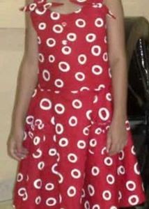 Red cotton summer dress/ frock for girls