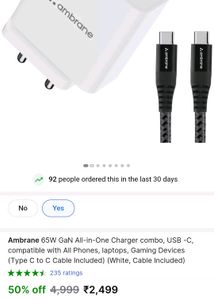 New Ambrane 65w All In1 Adapter &amp; Cable