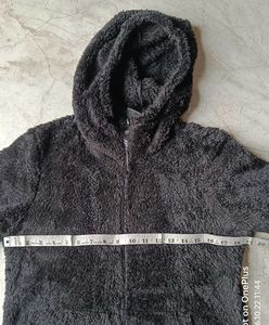 Brand is EXTCozy Black Fleece Hoodie Jacket OG