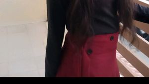 Burgundy A-Line Midi Skirt