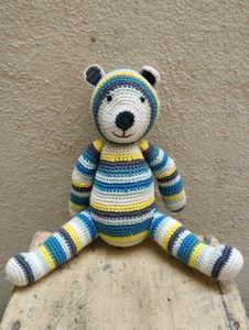 Handmade Striped Crochet Teddy Bear💥