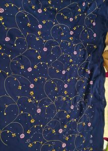 Beautiful Navy Blue Embroidered Saree