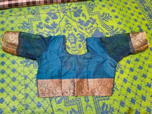 blue organza saree