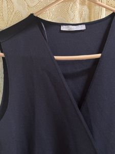 Sleeveless Zara Navy Blue Wrap Dress