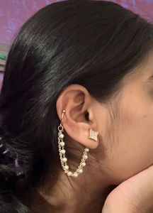 Elegant Pearl & Crystal Ear Cuff