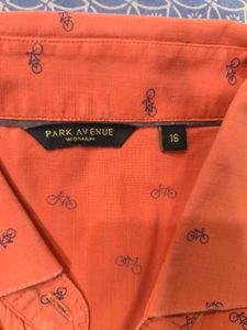 Park Avenue Orange Bicycle Print Shirt
