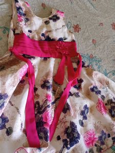 Beautiful Floral Dress with Pink Sash